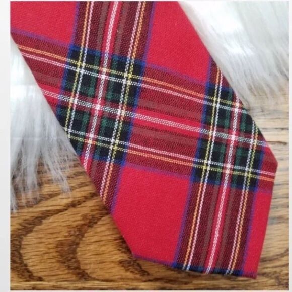 New Men Red Plaid Necktie Acce - Picture 6 of 14